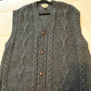 Vintage Wool LL Bean Cable Knit Cardigan Vest (XXL)